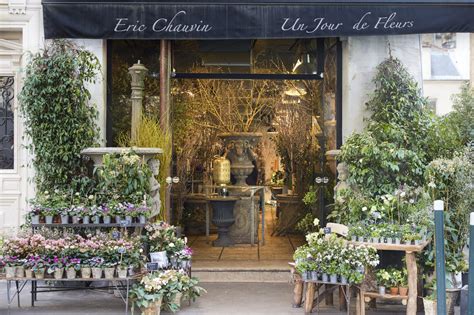 Florist Eric Chauvin’s storefront Un Jour de Fleurs in Paris. .